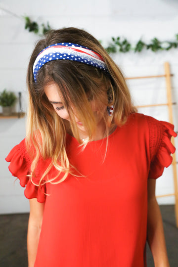 Red/White & Blue Knit Twist Headband