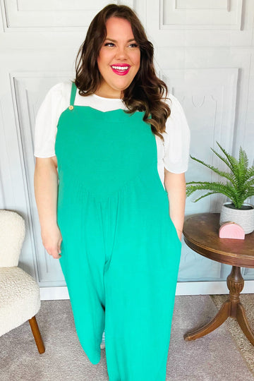 Summer Dreaming Emerald Wide Leg Suspender Overall Jumpsuit